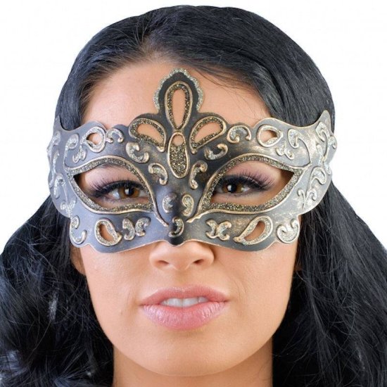 Mask Black and Gold Dominus Vixen Tie On Style - Click Image to Close