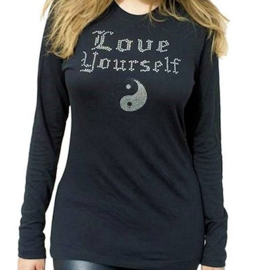 T-Shirt Rhinestone Designer Love Yourself by Sabrina Barnett - Click Image to Close