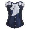 Corset Blue with White Tie and Black Beaded Trim