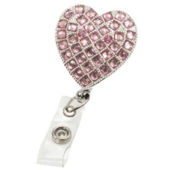 Badge Holder Rose Metal Heart - Click Image to Close