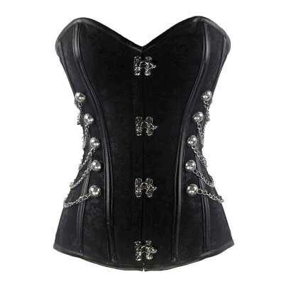 Steel Boned Steam Punk Corset Black with Chains