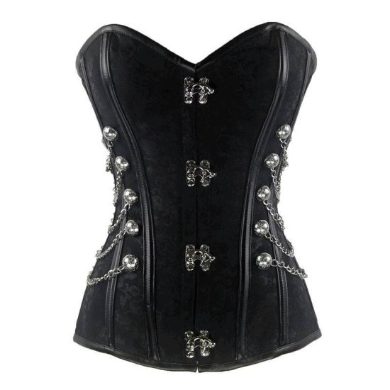 Steel Boned Steam Punk Corset Black with Chains