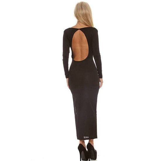 Black Dress Long with Side Slits - Click Image to Close