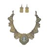 Jewelry Set Vintage Lace Cameo Necklace and Earrings