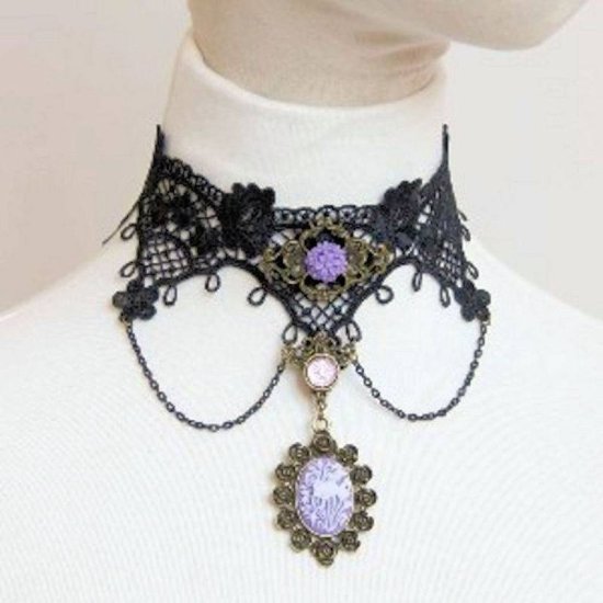 Choker Necklace Black Romantic Dalliance - Click Image to Close