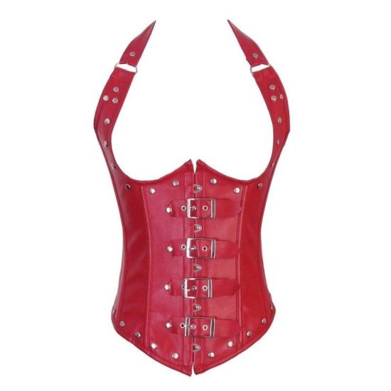 Underbust Corset Red with Straps and Buckles - Click Image to Close