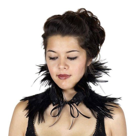 Feather Choker Black Vintage Vamp - Click Image to Close