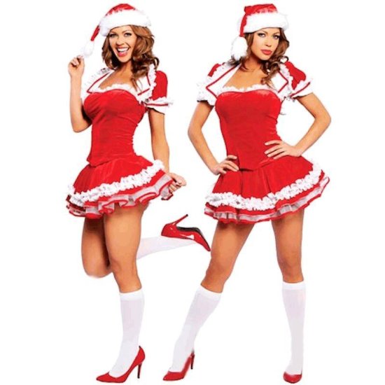 Petticoat Mini Dress & Hat Christmas Costume - Click Image to Close