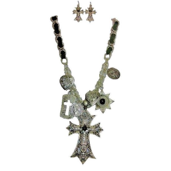 Jewelry Set Charmed Crosses Necklace and Earrings - Click Image to Close