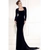 Black Velvet Dress Long with Back Lace Design