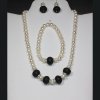 Jewelry Set Genuine Pearl and Onyx Gemstone