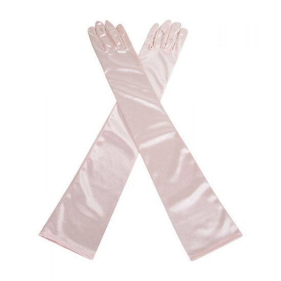Gloves Light Pink Satin Long and Glamorous - Click Image to Close