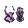 Corset Black Floral Denim Underbust Style