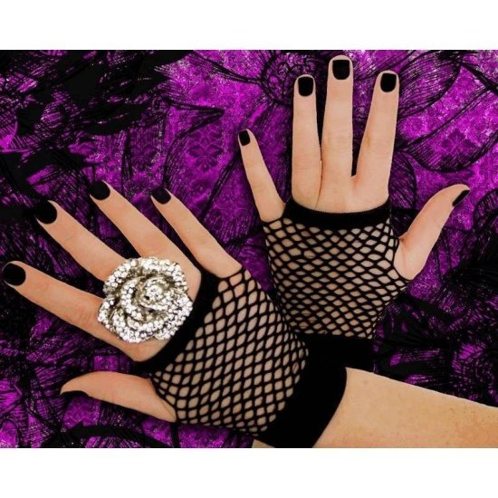 Gloves Fingerless Fish Net Short for Your Costume - Click Image to Close