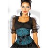 Underbust Corset Teal with Black Lace Overlay Design
