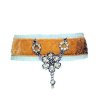 Choker Necklace Antique Gold with Crystal Charm
