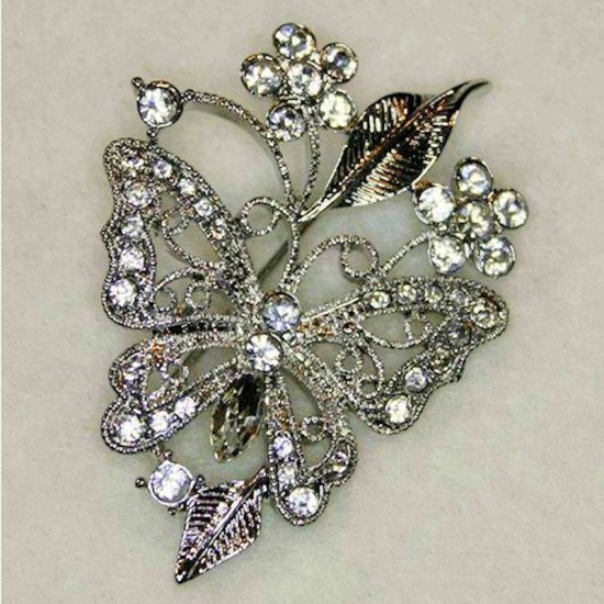 Lapel Pin Butterfly Brooch with Crystals by Spring Street Design - Click Image to Close