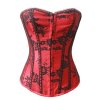 Corset Red with Black Flowers and Lace Trim