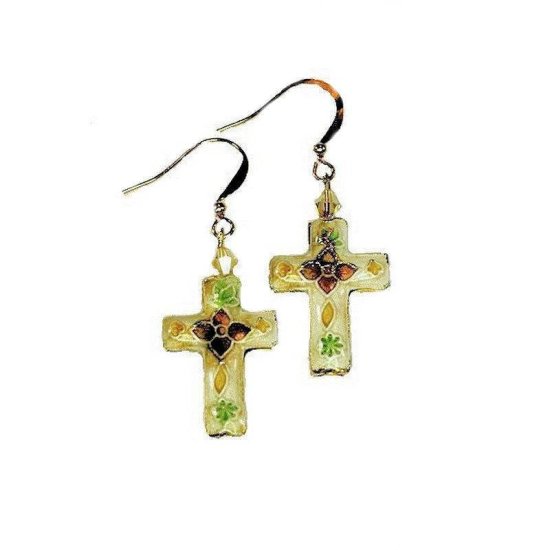 Earrings Cross Beaded Charm - Click Image to Close