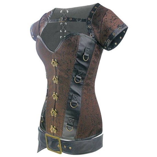 Steel Boned Steam Punk Corset Brown Also Plus Sizes - Click Image to Close