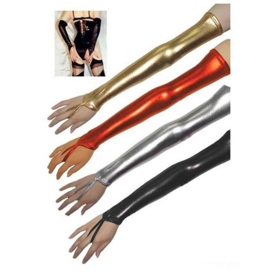 Gloves Elegantly Long Lady Metallica Finger-less - Click Image to Close