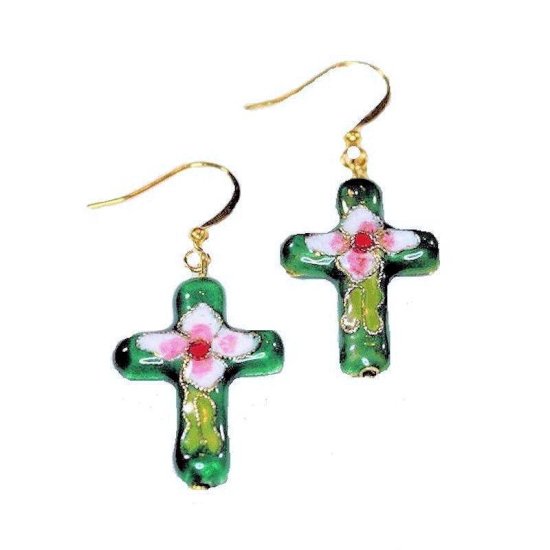 Earrings Cross Beaded Charm - Click Image to Close