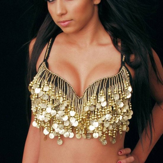 Belly Dance Golden Top Shower of Coins - Click Image to Close