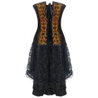 Corset Set Brown Top with Long Open Front Skirt