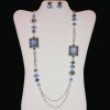 Jewelry Set Blue Crystal Necklace and Earrings