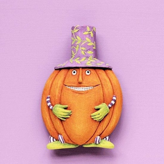 Lapel Pin Halloween Gourdon the Pumpkin Man - Click Image to Close