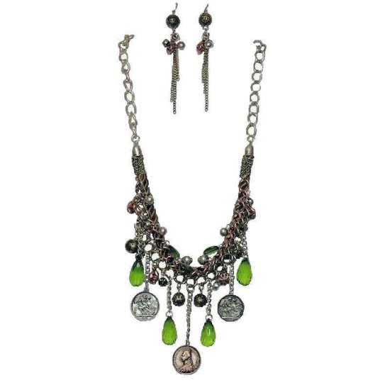 Jewelry Set Grecian Charms Necklace and Earrings - Click Image to Close