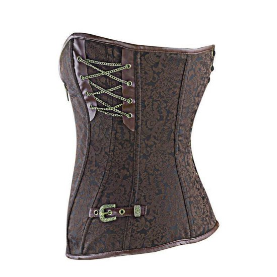 Steel Boned Corset Brown Also in Plus Sizes - Click Image to Close