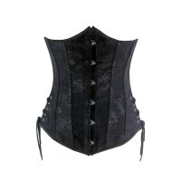 Steel Boned Underbust Corset Black with Ties Also Plus Sizes
