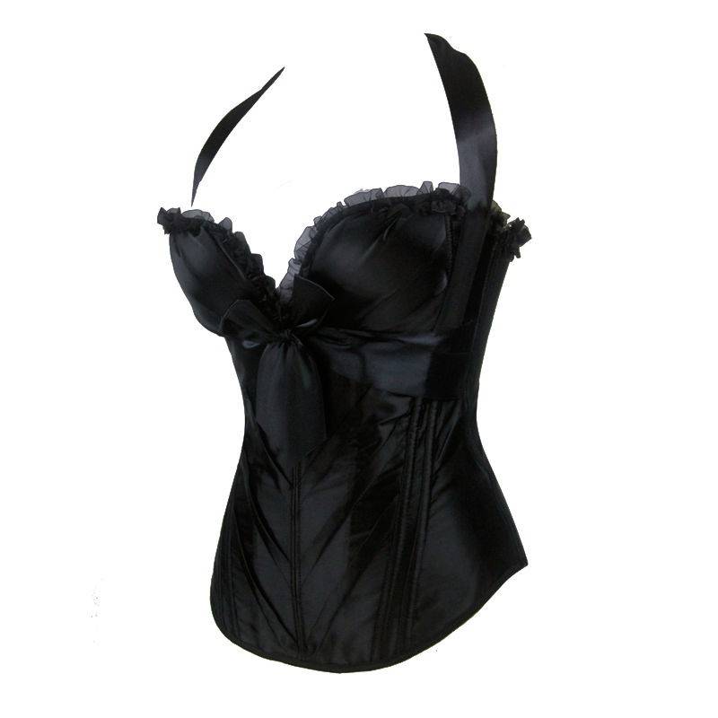 Corset Black in Halter Style Heavily Padded - Click Image to Close