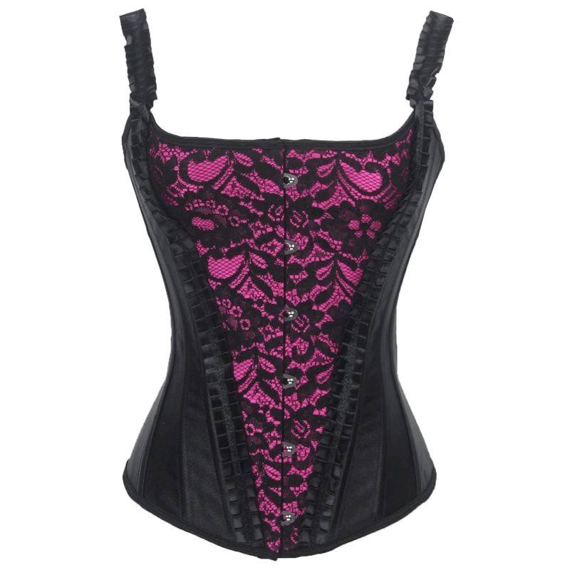Corset Black with Pink Center Panel - Click Image to Close