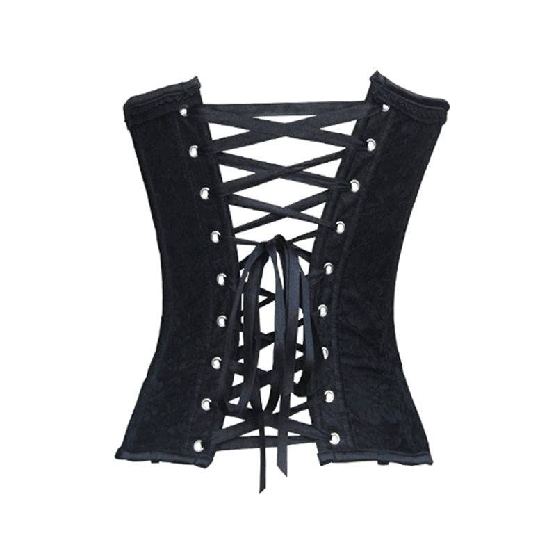 Steel Boned Corset Black with Hook and Eye Closures - Click Image to Close