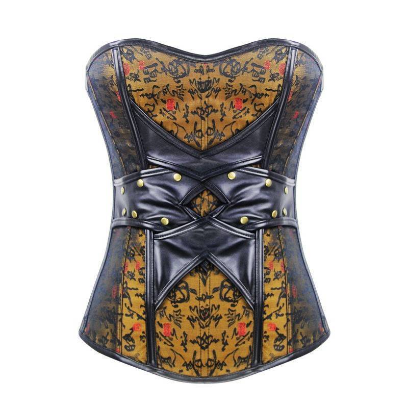 Corset Brown, Black and Gold - Click Image to Close