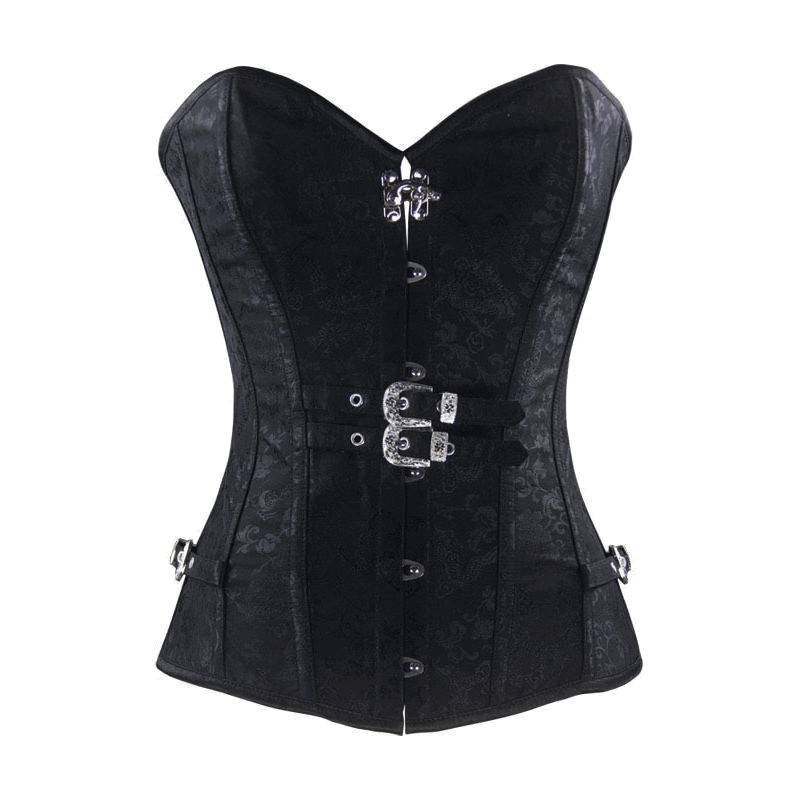Steel Boned Corset Black with Hinges and Buckles - Click Image to Close