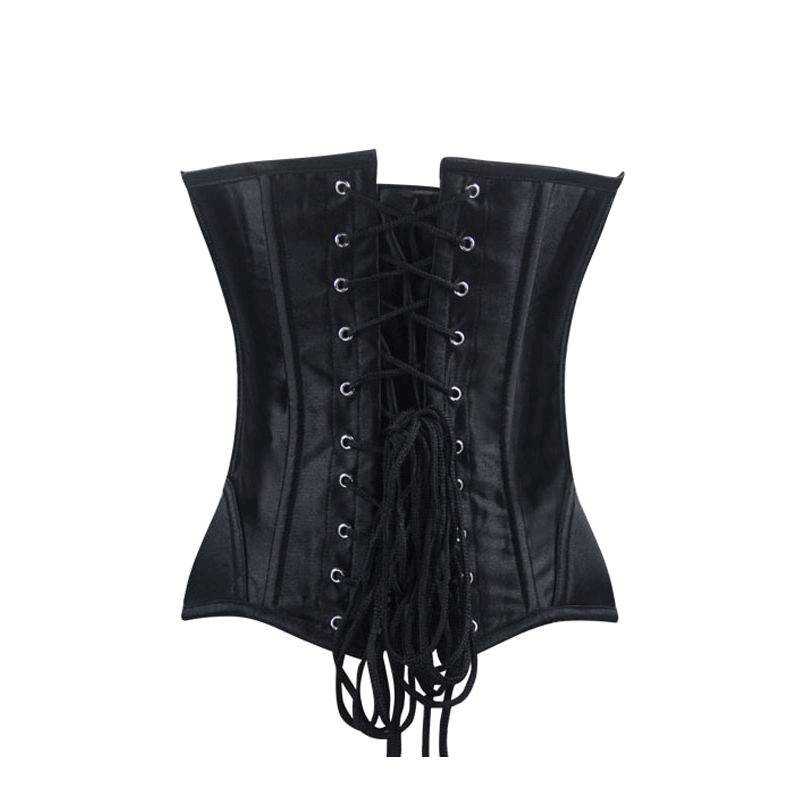 Steel Boned Corset Black with Padded Hip Panels - Click Image to Close