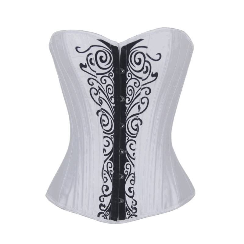 Corset White with Black Filigree Design - Click Image to Close