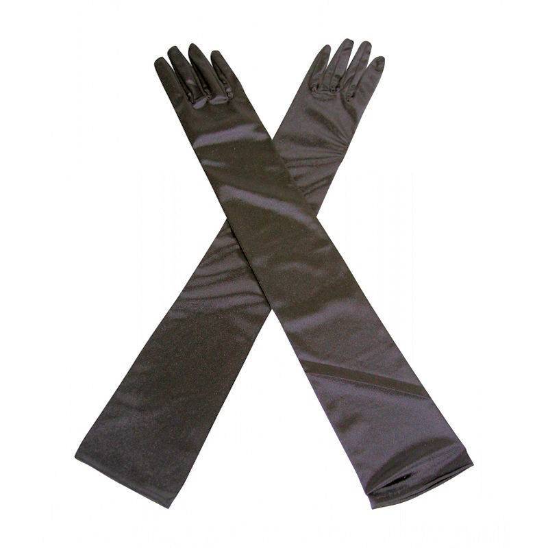 long black satin fingerless gloves