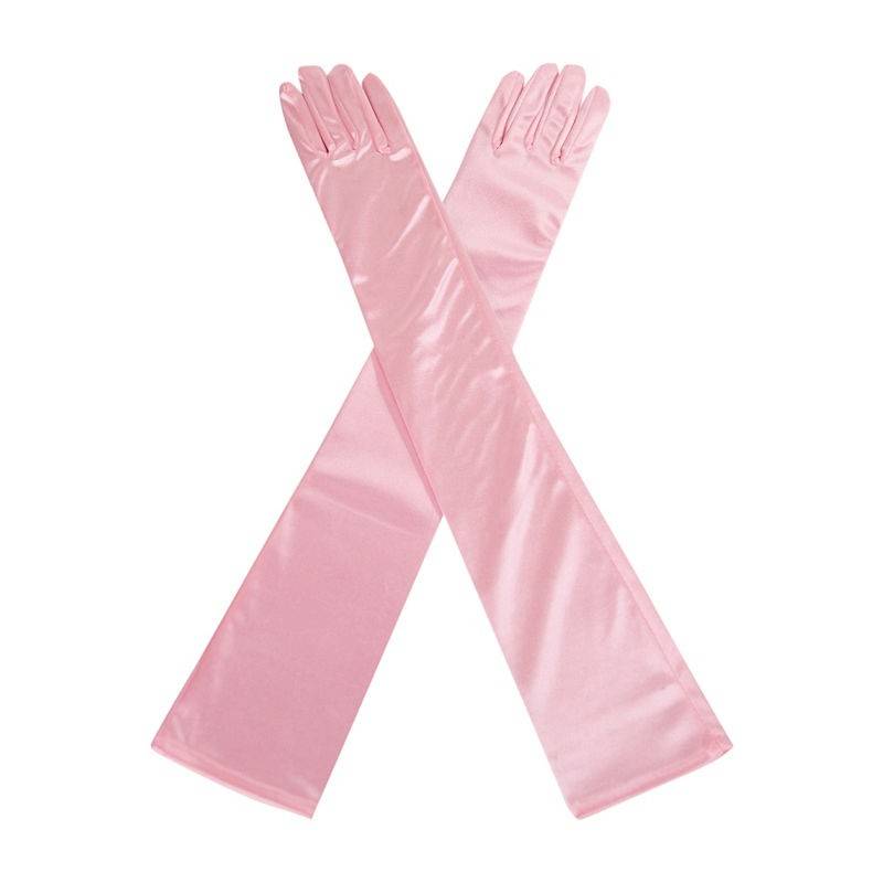 pink satin gloves