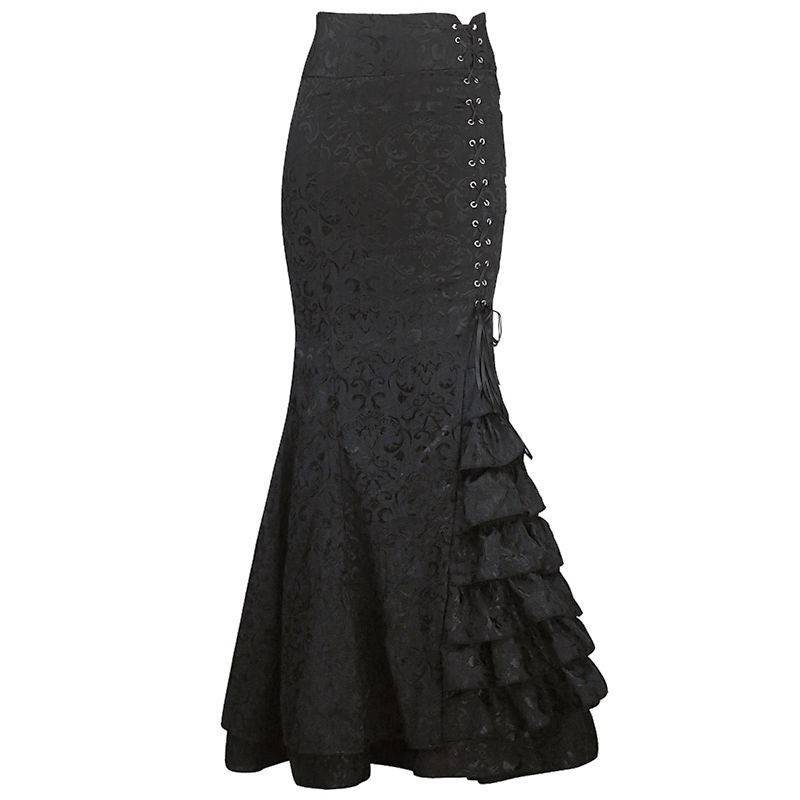 Skirt Black Mermaid Tail Style Long to Wear with Corsets