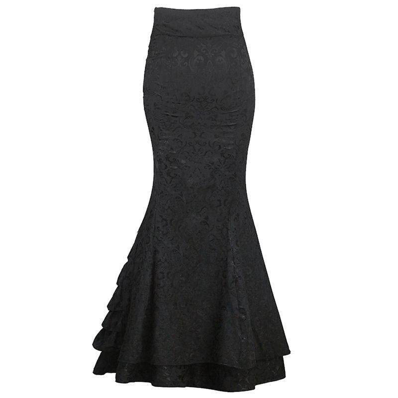 Skirt Black Mermaid Tail Style Long to Wear with Corsets - Click Image to Close