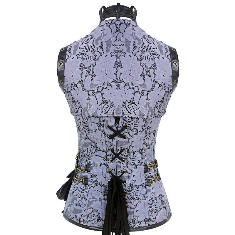 Steel Boned Corset Steam Punk Silver Also Plus Sizes - Click Image to Close