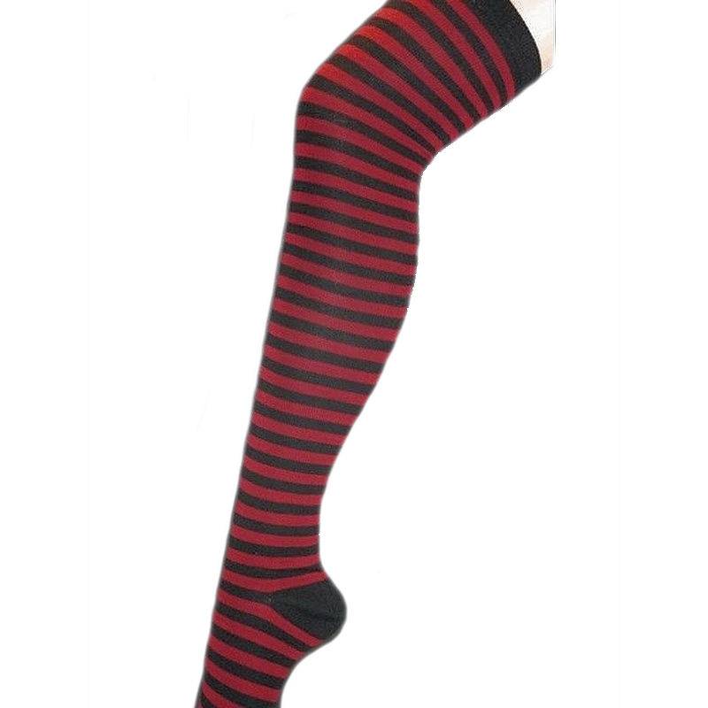 spontan Brandmand Effektivitet Striped Thigh High Socks Black and Red