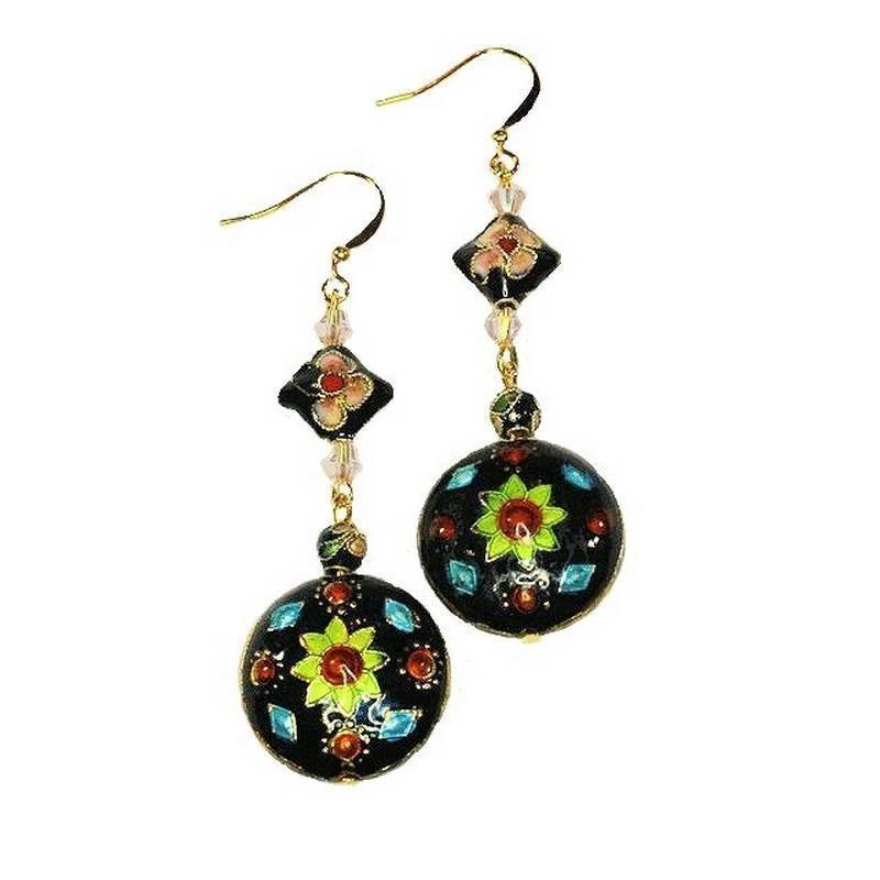 Earrings Beaded Flower Power - Click Image to Close